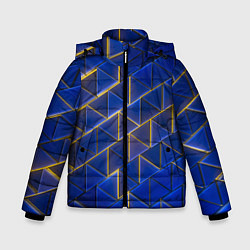 Куртка зимняя для мальчика Синие треугольники и жёлтый свет, цвет: 3D-светло-серый