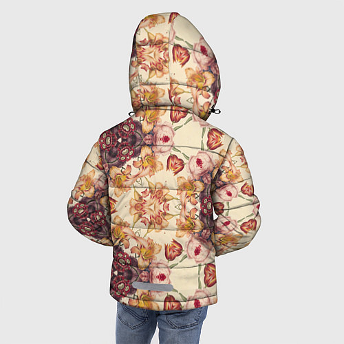 Зимняя куртка для мальчика Цветы абстрактные розы / 3D-Светло-серый – фото 4