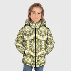 Куртка зимняя для мальчика Цветы абстрактные зелёные, цвет: 3D-светло-серый — фото 2
