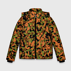 Куртка зимняя для мальчика Камуфляж осенний лес мелкий, цвет: 3D-черный