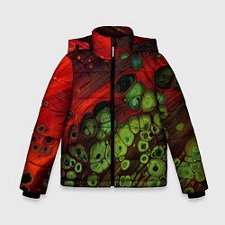 Куртка зимняя для мальчика Абстрактные красный песок и зелёные камни, цвет: 3D-светло-серый