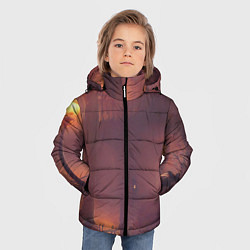 Куртка зимняя для мальчика Викторианский дом и старые фонари с тыквами в пурп, цвет: 3D-светло-серый — фото 2