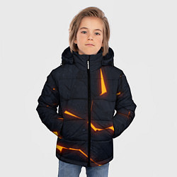 Куртка зимняя для мальчика Неоновые плиты в разломе, цвет: 3D-черный — фото 2