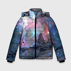 Куртка зимняя для мальчика Снежная вершина и бесконечное космическое простран, цвет: 3D-черный