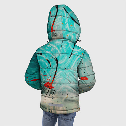 Зимняя куртка для мальчика Абстрактные песок и небо с красками / 3D-Красный – фото 4
