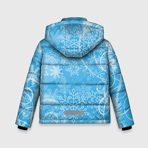 Зимняя куртка для мальчика Морозный узор на голубом стекле / 3D-Черный – фото 2