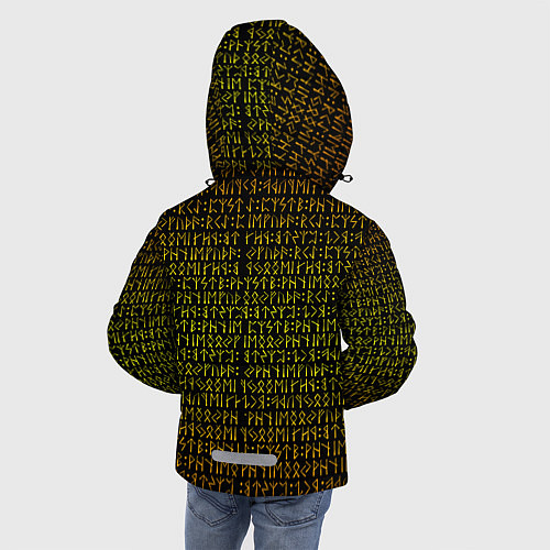 Зимняя куртка для мальчика Золотой рунический алфавит / 3D-Светло-серый – фото 4