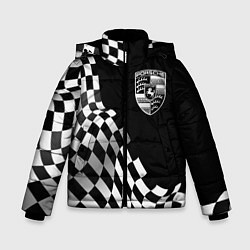 Куртка зимняя для мальчика Porsche racing flag, цвет: 3D-черный