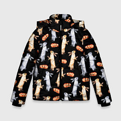 Куртка зимняя для мальчика Акварельные кролики, цвет: 3D-черный