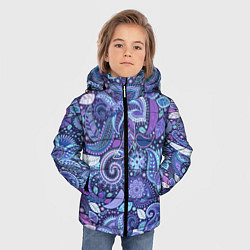 Куртка зимняя для мальчика Индийский орнамент - Пейсли, цвет: 3D-черный — фото 2