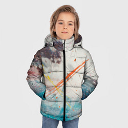 Куртка зимняя для мальчика Абстрактные мазки красок на тенях и тумане, цвет: 3D-красный — фото 2