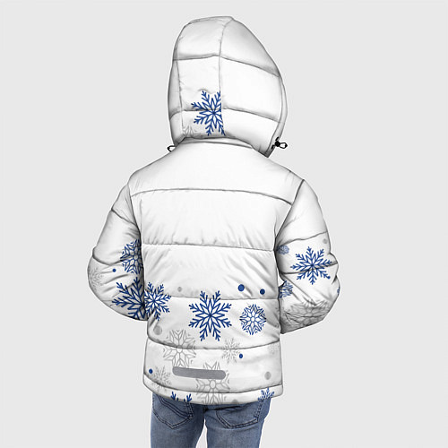 Зимняя куртка для мальчика Новогодние Снежинки - Белый / 3D-Светло-серый – фото 4