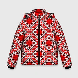 Куртка зимняя для мальчика Белорусская вышивка - орнамент, цвет: 3D-красный
