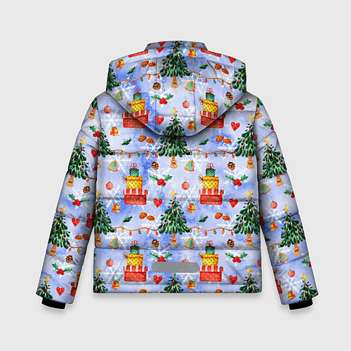 Зимняя куртка для мальчика Новый год - елки и подарки / 3D-Черный – фото 2