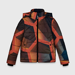 Куртка зимняя для мальчика Абстрактные шестигранные фигуры, цвет: 3D-светло-серый