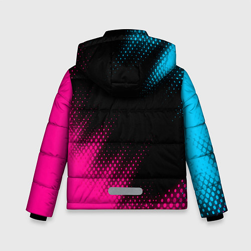 Зимняя куртка для мальчика Audi - neon gradient: надпись, символ / 3D-Черный – фото 2