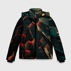 Куртка зимняя для мальчика Абстрактная геометрия во тьме, цвет: 3D-светло-серый