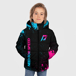 Куртка зимняя для мальчика Need for Speed - neon gradient: надпись, символ, цвет: 3D-черный — фото 2