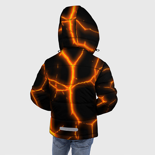 Зимняя куртка для мальчика Оранжевые неоновые трещины / 3D-Красный – фото 4