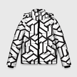 Куртка зимняя для мальчика Чёрно-белый бесконечный лабиринт, цвет: 3D-светло-серый