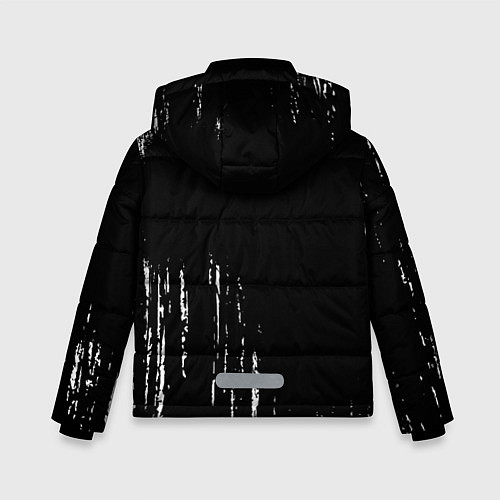 Зимняя куртка для мальчика Free Fire glitch на темном фоне: надпись, символ / 3D-Черный – фото 2