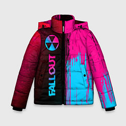 Куртка зимняя для мальчика Fallout - neon gradient: по-вертикали, цвет: 3D-черный