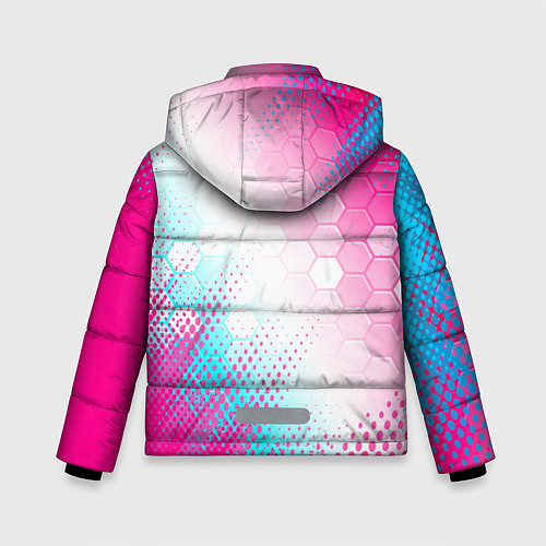 Зимняя куртка для мальчика BMW neon gradient style: надпись, символ / 3D-Черный – фото 2