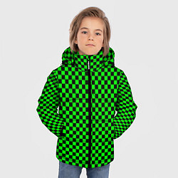 Куртка зимняя для мальчика Зелёная шахматка - паттерн, цвет: 3D-черный — фото 2