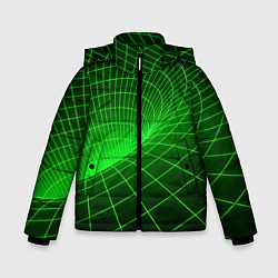 Куртка зимняя для мальчика Зелёная неоновая чёрная дыра, цвет: 3D-черный