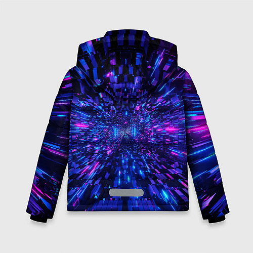 Зимняя куртка для мальчика Киберпанк синий неоновый тоннель / 3D-Черный – фото 2