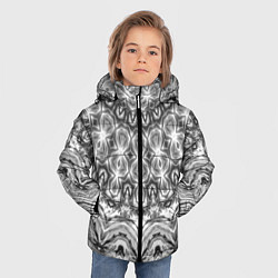 Куртка зимняя для мальчика Серый ажурный калейдоскоп мандала, цвет: 3D-черный — фото 2