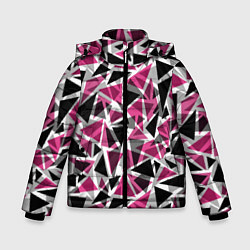 Куртка зимняя для мальчика Геометрический абстрактный узор в вишнево серых и, цвет: 3D-черный
