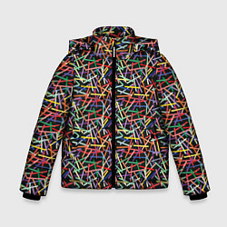 Куртка зимняя для мальчика Палочки разноцветные, цвет: 3D-красный