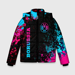 Куртка зимняя для мальчика Borussia - neon gradient: надпись, символ, цвет: 3D-черный