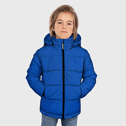 Куртка зимняя для мальчика Плетёная синяя ткань - паттерн, цвет: 3D-черный — фото 2