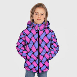 Куртка зимняя для мальчика Фиолетово-сиреневая плетёнка - оптическая иллюзия, цвет: 3D-черный — фото 2