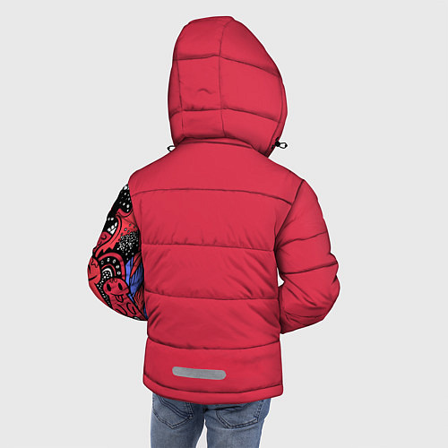 Зимняя куртка для мальчика Графитти монстрики / 3D-Красный – фото 4