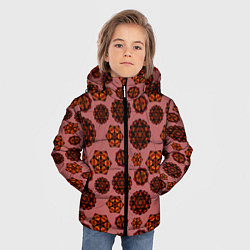 Куртка зимняя для мальчика Мандалы на сливовом фоне, цвет: 3D-черный — фото 2
