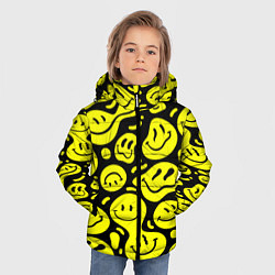 Куртка зимняя для мальчика Кислотный желтый смайлик, цвет: 3D-светло-серый — фото 2