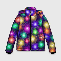 Куртка зимняя для мальчика Праздничный салют - фейерверк, цвет: 3D-черный