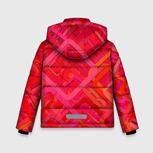 Зимняя куртка для мальчика Красные абстрактные геометрические ромбы / 3D-Черный – фото 2