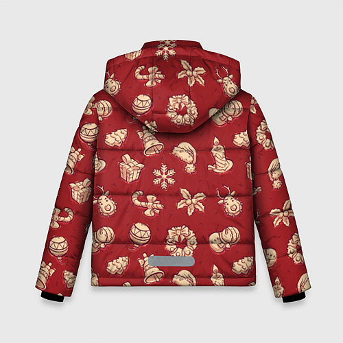 Зимняя куртка для мальчика Новогоднее настроение: красно-молочный / 3D-Черный – фото 2
