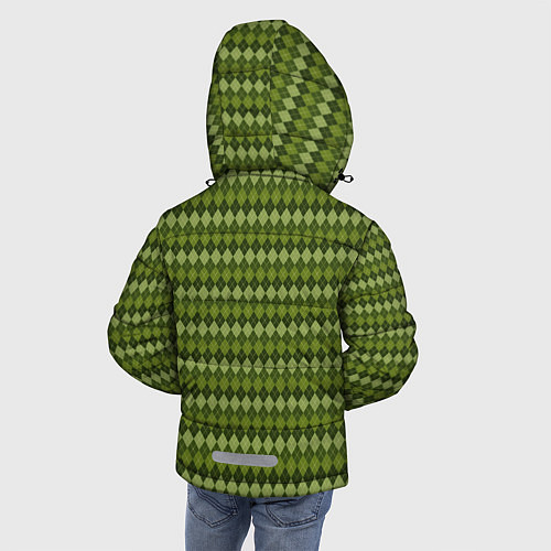 Зимняя куртка для мальчика Милитари ромб с полоской / 3D-Красный – фото 4