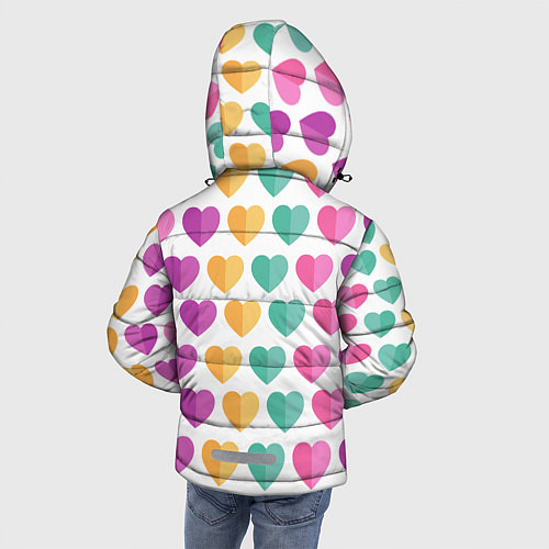 Зимняя куртка для мальчика Яркие сердечки / 3D-Светло-серый – фото 4