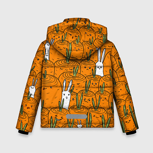 Зимняя куртка для мальчика Милые кролики в морковном поле / 3D-Черный – фото 2