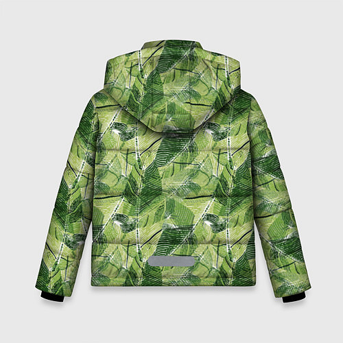 Зимняя куртка для мальчика Милитари листья крупные / 3D-Черный – фото 2