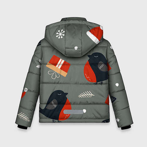 Зимняя куртка для мальчика Новогодние снегири / 3D-Черный – фото 2
