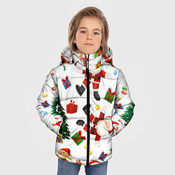 Куртка зимняя для мальчика Танцы с Сантой возле ёлки, цвет: 3D-черный — фото 2