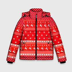 Куртка зимняя для мальчика Праздничный красный свитер, цвет: 3D-черный