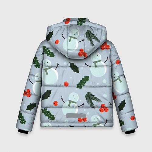 Зимняя куртка для мальчика Снеговики и ягодки / 3D-Черный – фото 2